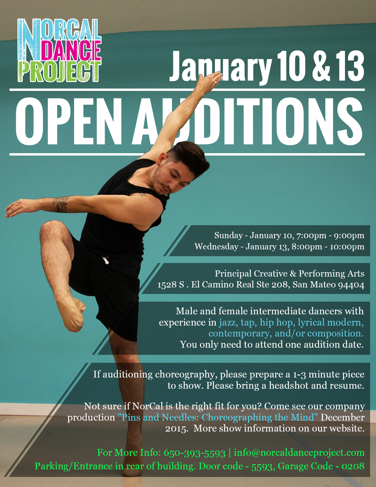 Dance Auditions For NorCal Dance Project - January 10 & 13, 2015