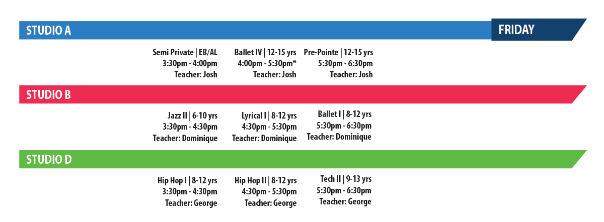 Friday Dance Class Schedule